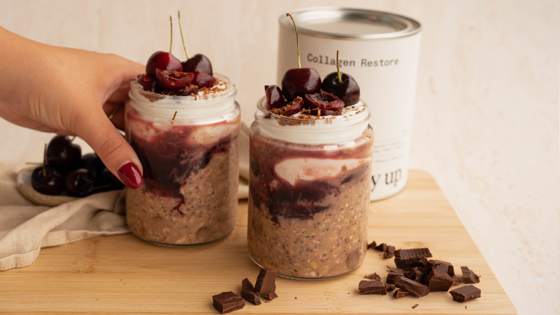 Black Forest Collagen Overnight Oats | Gut-Friendly Breakfast