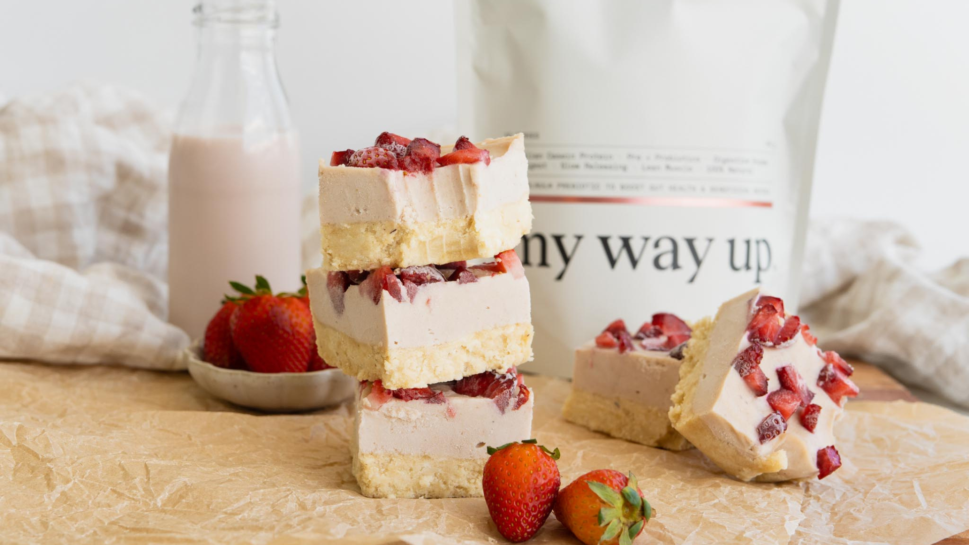 High Protein Strawberry Cheesecake Slice