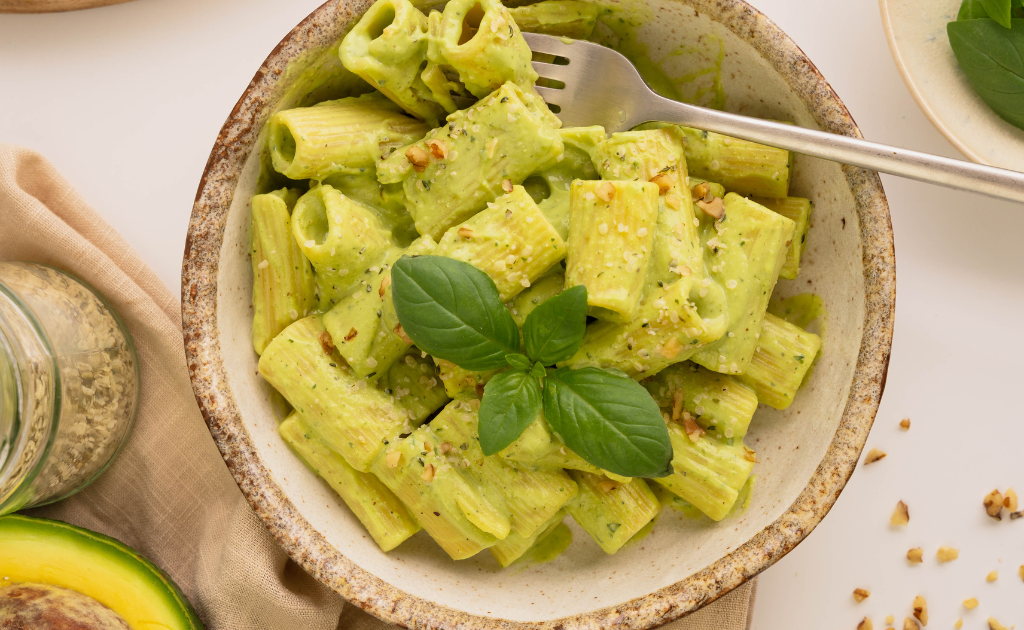 My Way Up blog header image creamy avocado protein pasta